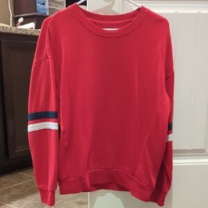 Red Sweatshirt with Stripe Detail